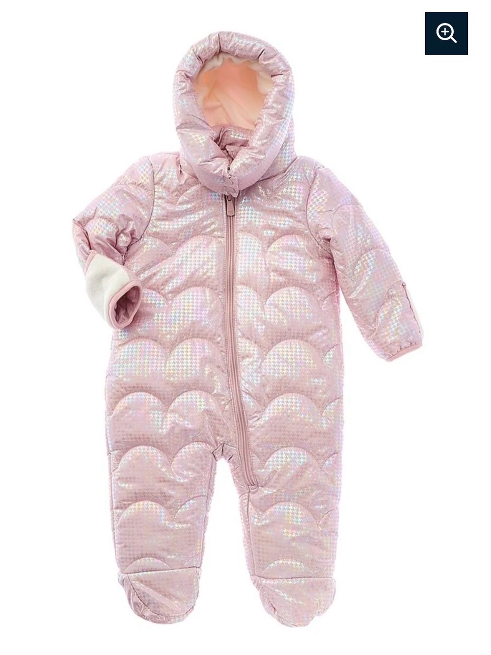 Kensie Girl Iridescent Light Pink Quilted Hooded Footie snowsuit